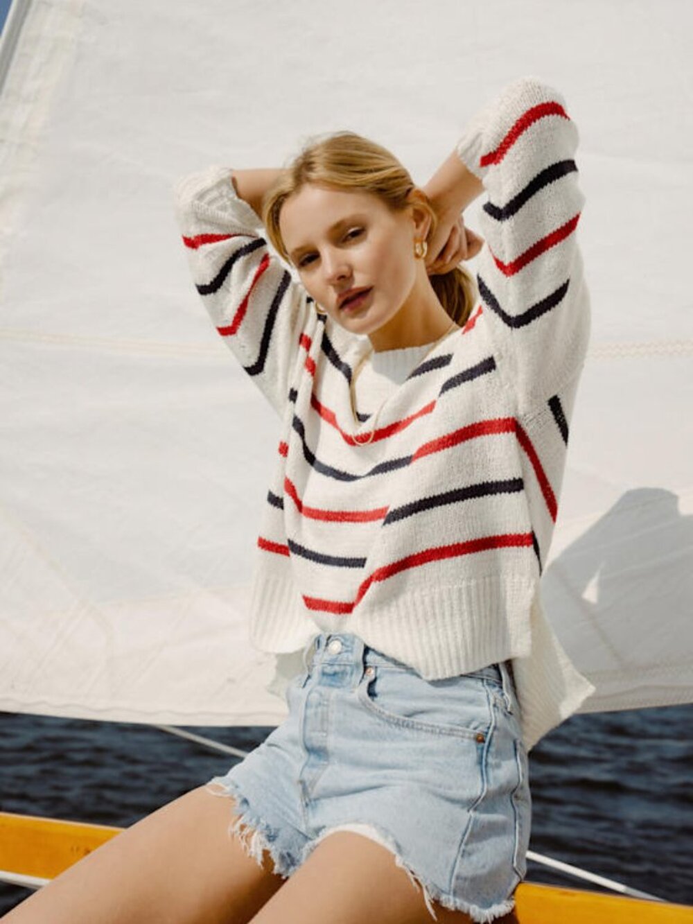 Lulus Amazing Grace Ivory Multi Striped Pullover Sweater White - Size S